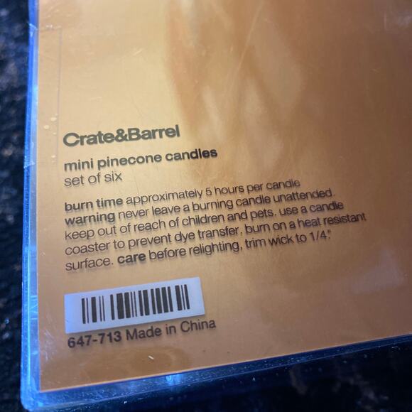 Mini Pinecone Candles Autumn Fall Home Decor unscented NIP Crate & Barrel 6 set - Picture 6 of 6